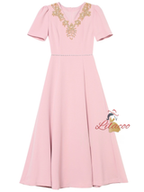 Pink Beading Short Sleeve Mother Of The Bride Dress