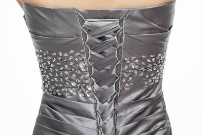 Silver Satin Mermaid Pleats Mother Of The Bride Dress