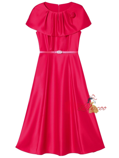Pink Satin Pleats Mother Of The Bride Dress
