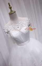 White Tulle Lace Beading Homecoming Dress