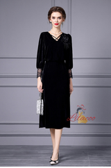 Black Velvet Mother Of The Bride Dress