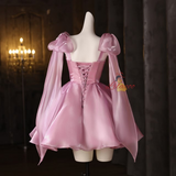 Pink Straps Beading Homecoming Dress