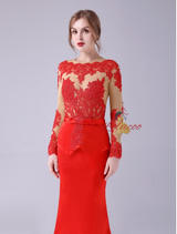 Red Mermaid Appliques Mother Of The Bride Dress