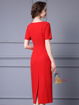 Burgundy Beading Mother Of The Bride Dress
