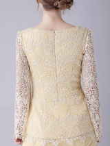 Yellow Chiffon Lace Mother Of The Bride Dress