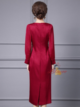 Purple Long Sleeve Appliques Mother of the Bride Dress