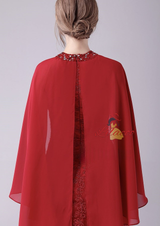 Red Chiffon Lace Beading Mother Of The Bride Dress