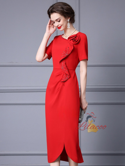 Burgundy Beading Mother Of The Bride Dress