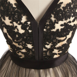 Black Tulle V-neck Lace Homecoming Dress