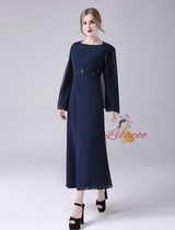 Navy Blue Chiffon Beading Mother Of The Bride Dress