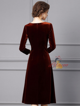 Burgundy Velvet Pleats Mother Of The Bride Dress