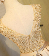 Gold Satin Lace Homecoming Dress