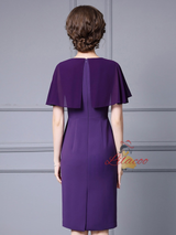 Purple Scoop Neck Mother Of The Bride Dress