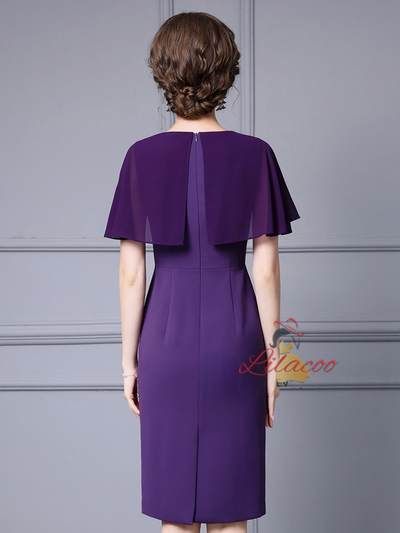 Purple Scoop Neck Mother Of The Bride Dress