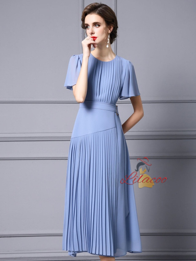 Apricot Chiffon Pleats Mother Of The Bride Dress