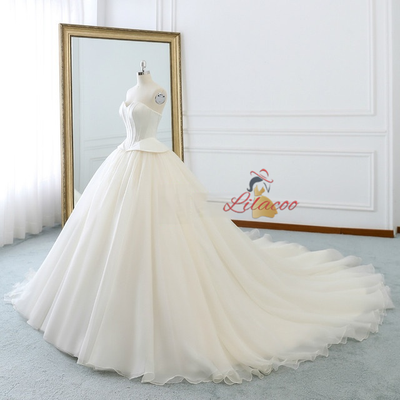 Ivory White Sweetheart Satin Wedding Dress