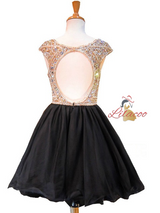 Black Backless Beading Crystal Homecoming Dress