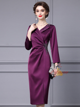 Burgundy Long Sleeve Mother Of The Bride Dress