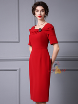 Black Square Neck Mother Of The Bride Dress