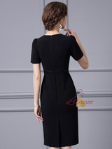 Black Short Sleeve Beading Mother Of The Bride Dress