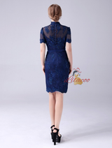 Navy Blue Appliques Mother Of The Bride Dress