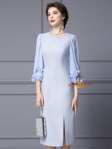 Light Blue Flower Mother Of The Bride Dress