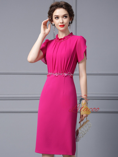 Fuchsia Beading Mother Of The Bride Dress