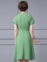 Green V-neck Beading Mother Of the Brides Dress