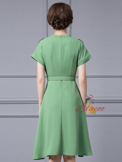 Green V-neck Beading Mother Of the Brides Dress