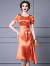 Orange Short Sleeve Mother Of The Bride Dress