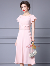 Pink Short Sleeve Mother Of The Bride Dress