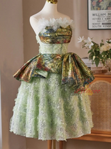 Green Sequins Strapless Homecoming Dress