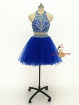Red Two Piece Backless Homecoming Dress
