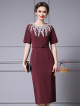 Burgundy Beading Mother Of The Bride Dress
