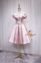 Simple Pink Satin Homecoming Dress