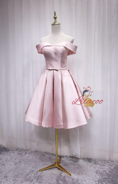 Simple Pink Satin Homecoming Dress