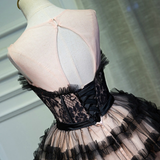 Black Tulle Lace Strapless Homecoming Dress