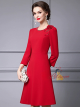 Red Flower Beading Mother of the Bride Dress