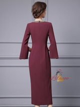 Black Long Sleeve V-neck Mother Of The Bride Dress