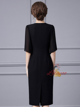 Black V-neck Beading Mother Of The Bride Dress