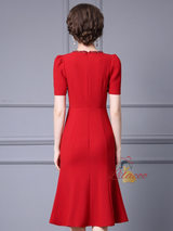 Red Short Sleeve Beading Mother Of The Bride Dress