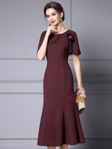 Burgundy Flower Beading Mother of the Bride Dress