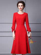 Red Long Sleeve Mother of the Bride Dress