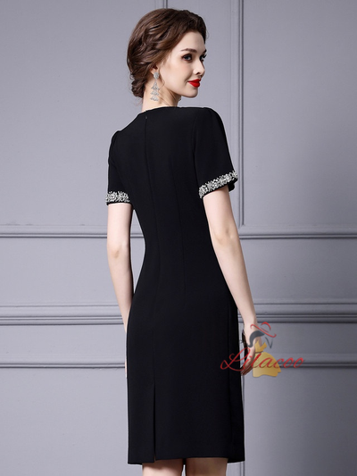 Black Short Sleeve Mother Of The Bride Dress