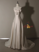 White Satin Strapless Wedding Dress
