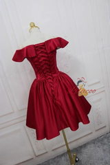 Burgundy Satin Homecoming Dress