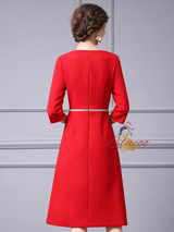Red Short Sleeve Beading Mother Of The Bride Dress