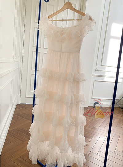 Women Beige Long Gauze Dress