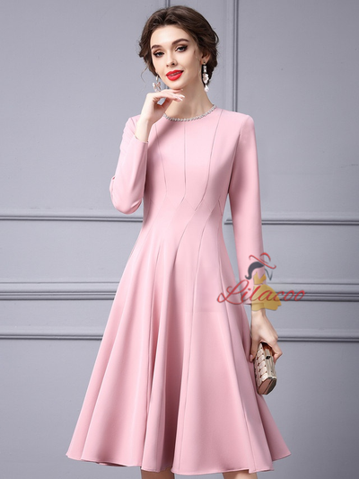 Pink Long Sleeve Mother Of The Bride Dress