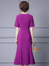 Red Short Sleeve Mother Of The Bride Dress
